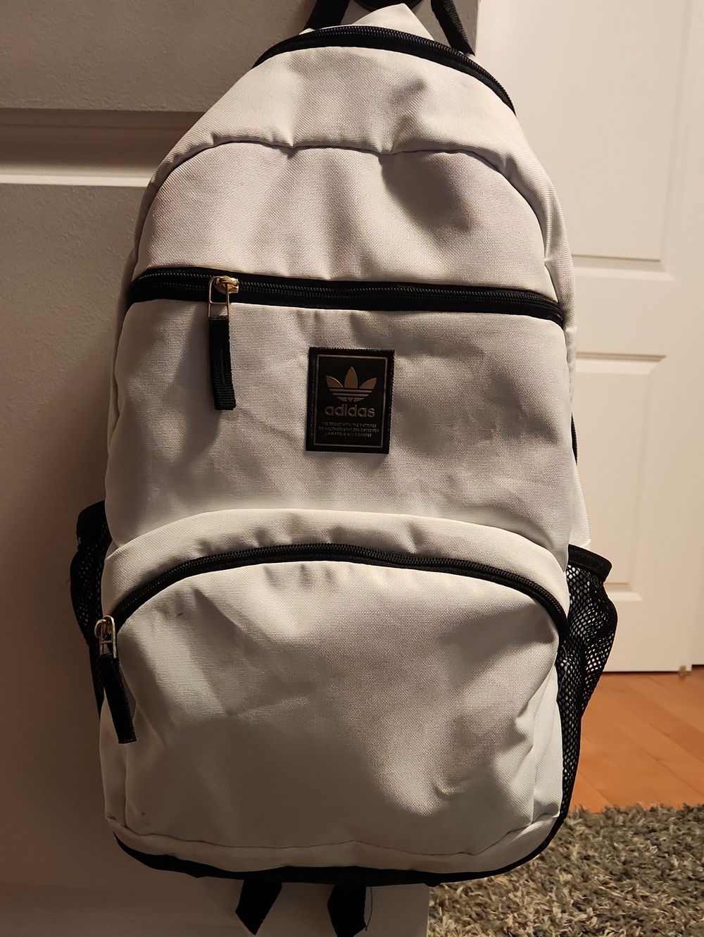 adidas White and Black Trefoil Backpack